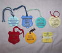 Horse Racing Card Tags Badges, Seven in Total.