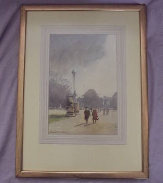 Figures in a Park Watercolour signed Charles Brooker.