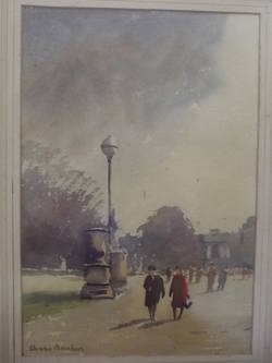 Figures in a Park Watercolour signed Charles Brooker (2)