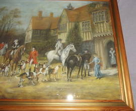 Horse and Hounds Hunting Pastel Drawing (2)