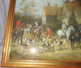 Horse and Hounds Hunting Pastel Drawing (3)