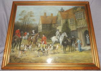 Horse and Hounds Hunting Pastel Drawing (4)