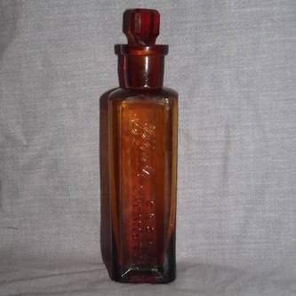 Victorian Amber Glass Boots Bottle.