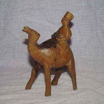 Carved Wooden Camel and Rider.
