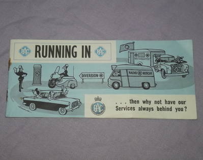 RAC ‘Running In’ Booklet 1960s.