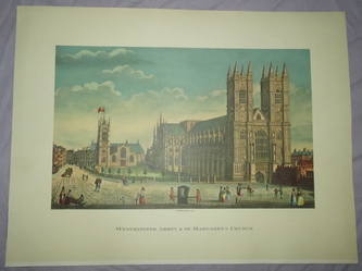 Print of Old London Westminster Abbey and St Margarets Church 1793