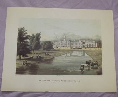 Print of Old London, The Horse Guards & Melbourne House 1821.