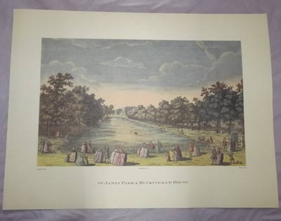 Print of Old London, St. James Park and Buckingham House 1763.
