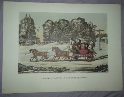 Stage Coach Print, The Mail Coach in a Storm of Snow.