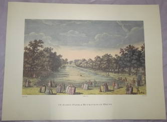 Print of Old London St James Park and Buckingham House 1763