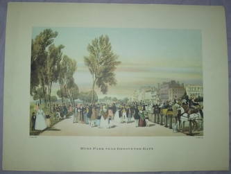 Print of Old London Hyde Park Near Grosvenor Gate