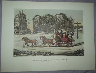 Stage Coach Print The Mail Coach in a Storm of Snow