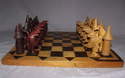 African Hand Carved Wooden Chess Set.