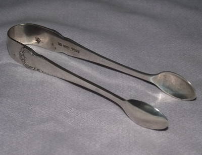 Solid Silver Sugar Tongs, Sheffield 1940.