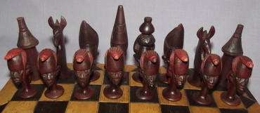 African Hand Carved Wooden Chess Set (7)