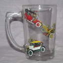Half Pint Glass, Decorated with Vintage Cars.