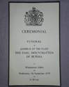 Ceremonial Program The Funeral of the Earl Mountbatten of Burma 1979.