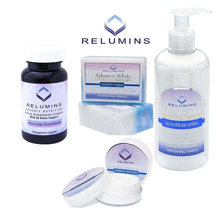 Relumins Glutathione Body Whitening Set With Intimate - 4pc Set - Day Lotio