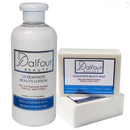 DALFOUR BEAUTY ULTRAWHITE SET - BODY LOTION WITH SPF50+ & SOAP