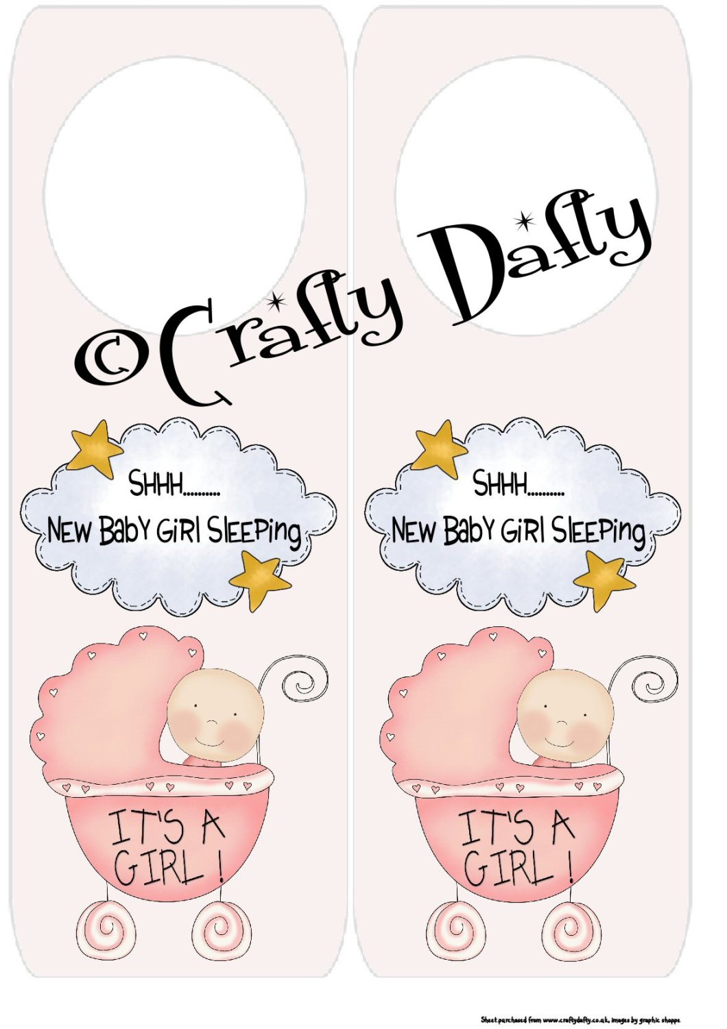 Door Sign Shhh New Baby Girl Sleeping Instant Download