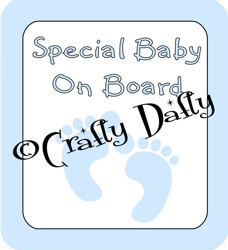 Car Sign Baby On Board Blue Feet Instant Download