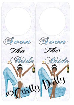 Soon The Bride Light Blue Shoe 2 Door Hanger Instant Download