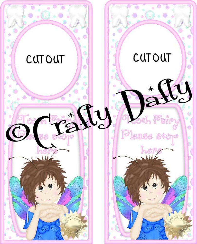 Door Hanger Tooth Fairy Brunette 3 Instant Download