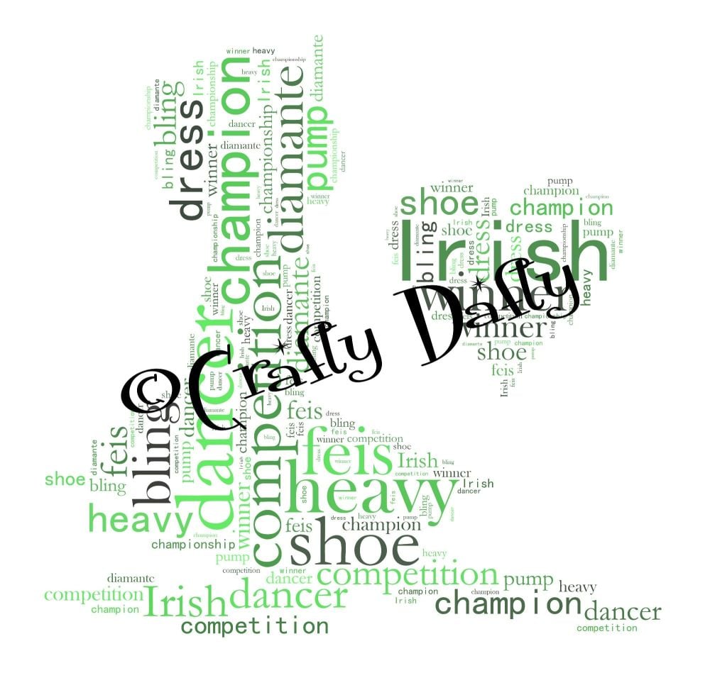 Irish Dancer Shades Of Green A4 Landscape Word Art Instant Download