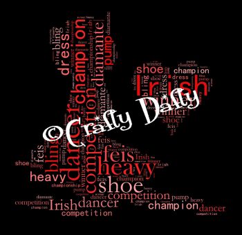 Irish Dancer Shades Of Red A4 Landscape Word Art Instant Download