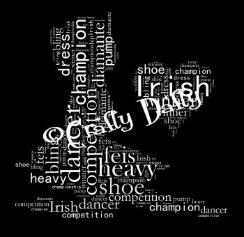 Irish Dancer White On Black A4 Landscape Word Art Instant Download