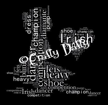 Irish Dancer White On Black A4 Portrait Word Art Instant Download