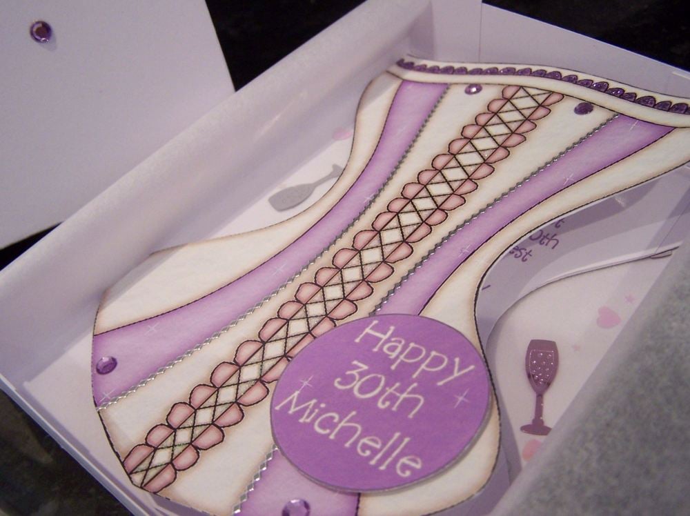 Corset Card Purple & Cream CD439