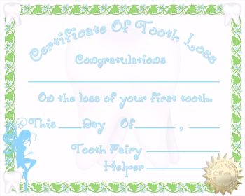 Certificate Of Tooth Loss Boy 