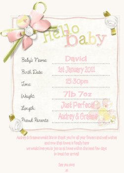 Birth Announcement Baby Girl CD417