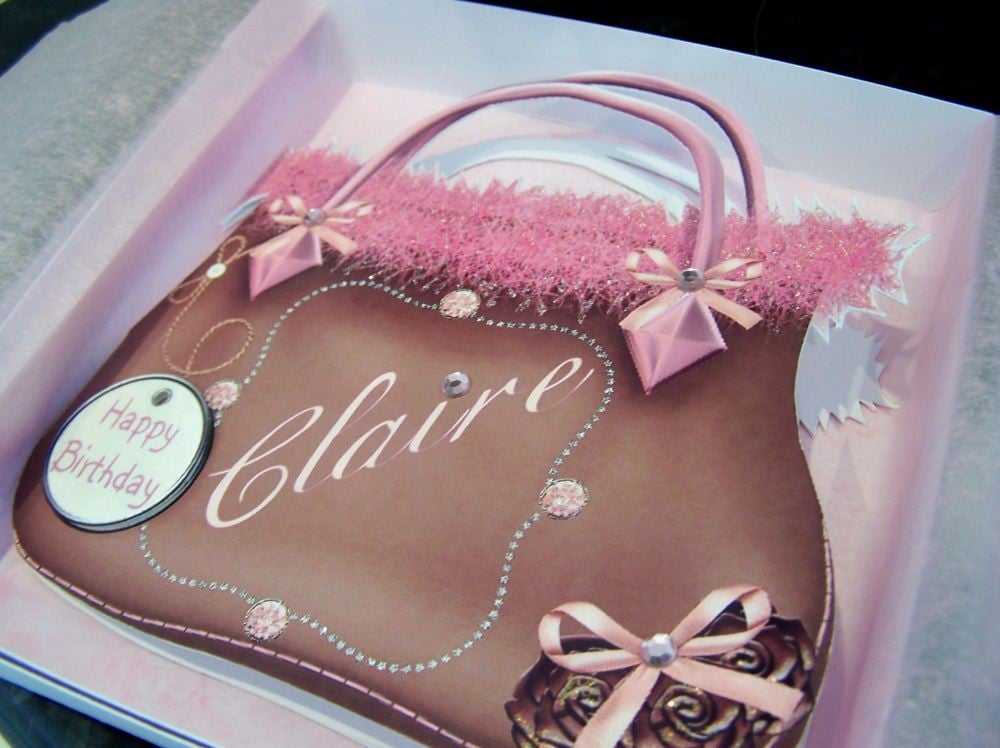 Bag Shaped Card Brown & Pink CD335