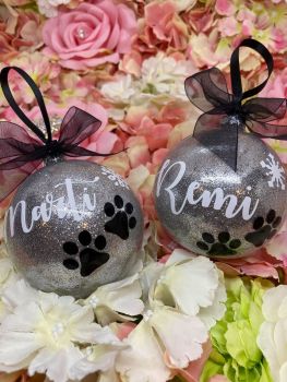 Christmas Pet Bauble Glitter Personalised