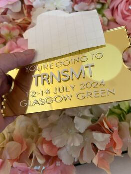 Acrylic Gift Ticket Gold 3mm
