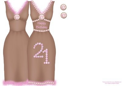 Dress Shaped Card Brown & Pink 21st Instant Download