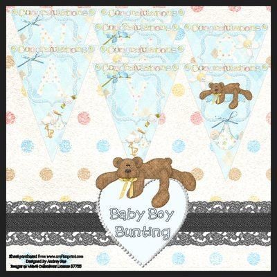 New Baby Boy Bunting Instant Download