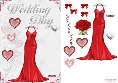 Wedding Day Red Dress CD363 Instant Download