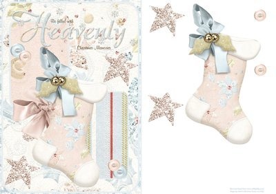 Heavenly Christmas Stocking Pink Instant Download