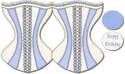 Corset Shape Card Blue & Cream Instant Download