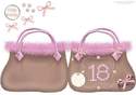 Bag Shaped Card Brown & Pink 18th Instant Download