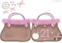 Bag Shaped Card Brown & Pink 21st Instant Download