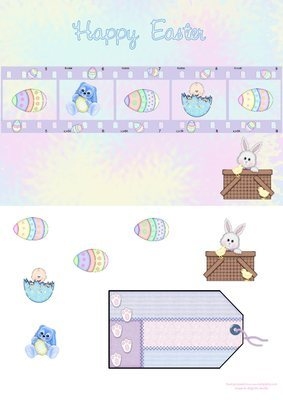Happy Easter Blue Film Strip CD482 Instant Download