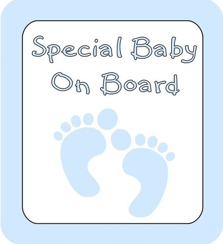 Car Sign Special Baby On Board Blue Feet YES