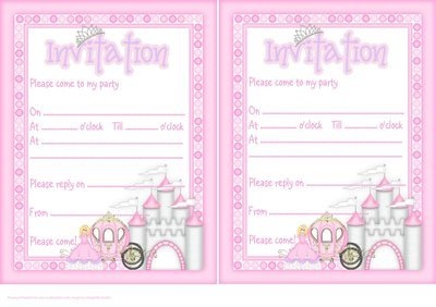 Princess Invitations Blonde Girl Instant Download