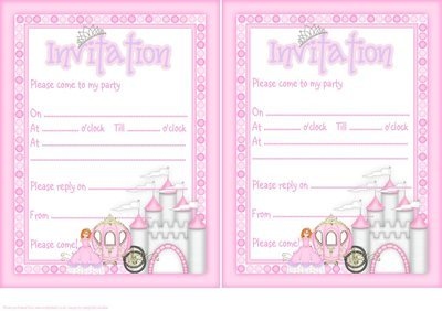 Princess Invitations Redhead Girl Instant Download