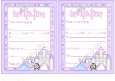 Princess Invitations Blonde Girl Instant Download