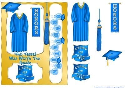 Graduation Girl Blue Gown Instant Download